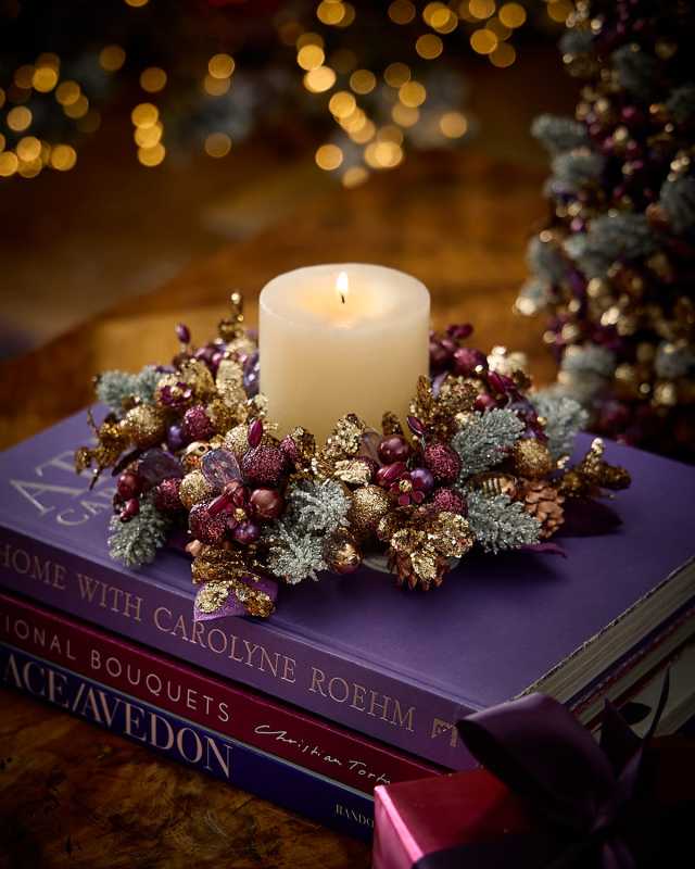 Frosted Plum 4" Candle Wreath